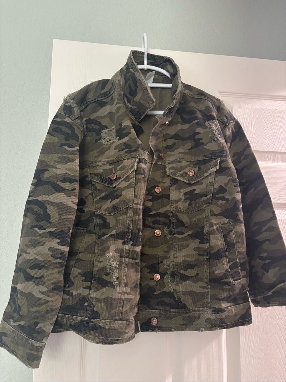 No Boundaries Olive/Camo Military Field Jacket